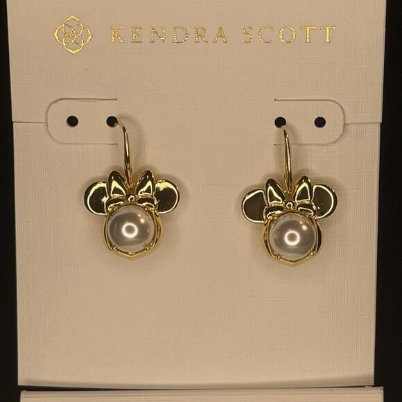 Disney | Kendra Scott Gold Minnie Mouse Earrings & Necklace Set New w Dust Pouch - Picture 2 of 10